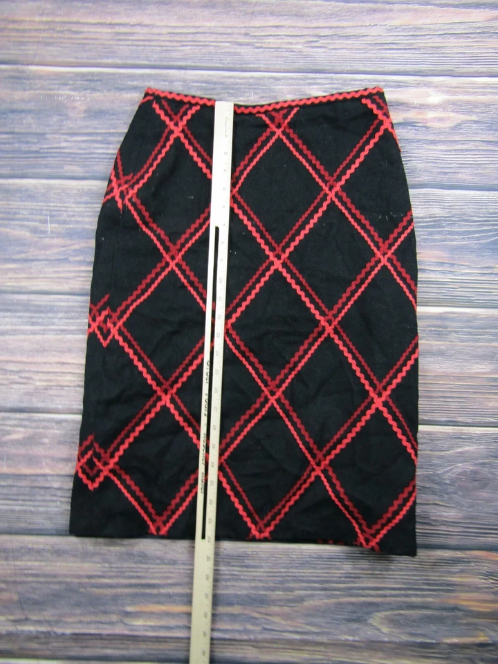 Tocca 女式 8 码黑色红色及膝铅笔直裙二手 — 第 4/4 张图片