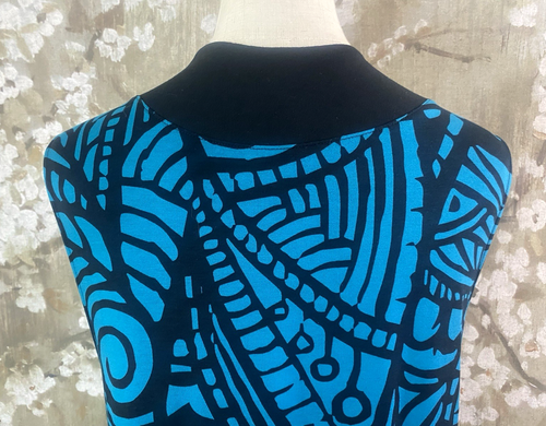 SOFT SURROUNDINGS Blue Black Tribal Boho Geometric Long Cardigan Open Vest L - Picture 11 of 13