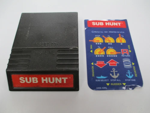 Sub Hunt - Intellivision Atari - Game Cart & Controller Overlay - VINTAGE Game