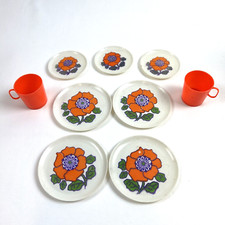 CHILTON Plastic Children Play Kitchen VTG 60s MCM Plates Cup Retro Floral Toys