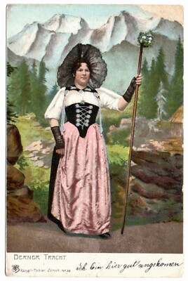 Antique Switzerland Postcard-1905-Berner Tracht-Murten To Olten
