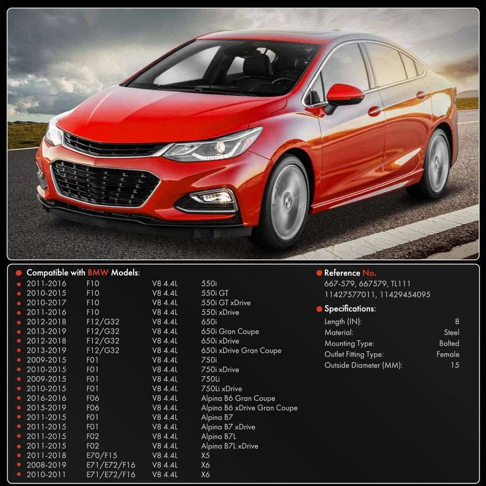 Left Turbocharger Oil Return Tube for BMW X5 550i 550i GT 550i GT xDrive 750Li - Image 2 of 4