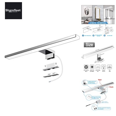 LED Bathroom Mirror Light, 10 W, 820 Lumens, 40 cm, 400 mm, 3-in-1 Mounting, ...