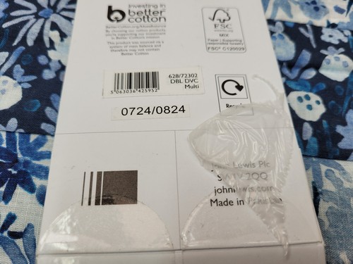 John Lewis Alyssa Double Duvet Cover Set, Blue RRP £75.00 - Picture 5 of 7