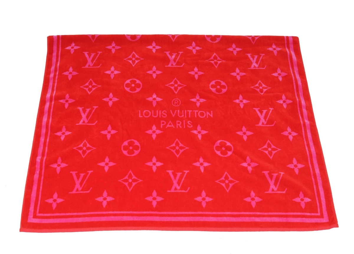 Louis Vuitton Beach Towel 155×95cm Blanket Monogram Red Pink Color 100%  Cotton