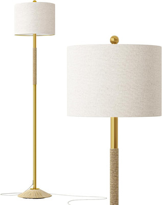 63  Modern Floor Lamp for Living Room, Gold Boho Standing Lamp with Unique Rope 