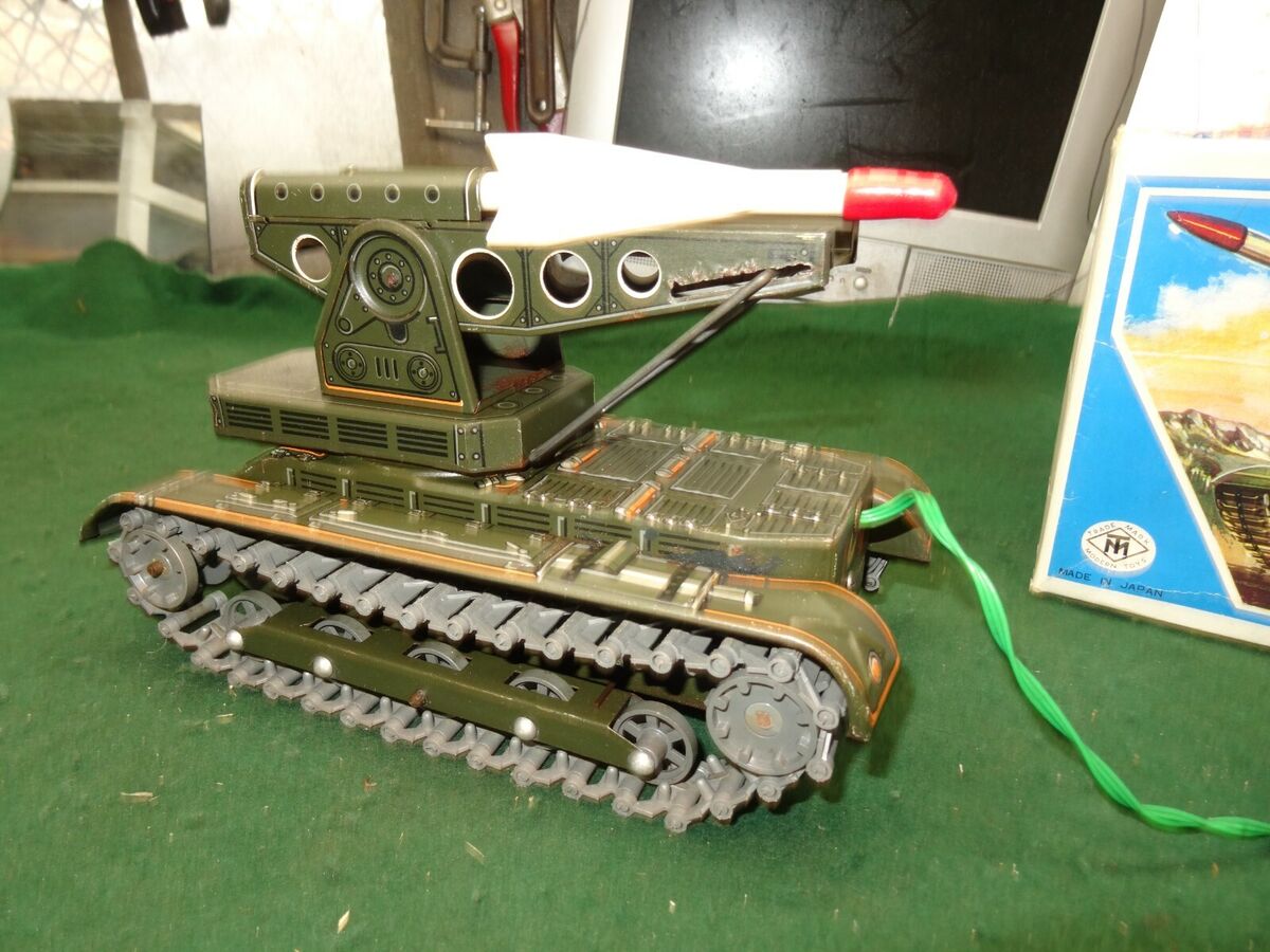 AMAZING VINTAGE RARE MASUDAYA MS-58 MISSILE TANK TIN JAPAN AMAZING VINTAGE RARE MASUDAYA MS-58 MISSILE TANK TIN JAPAN