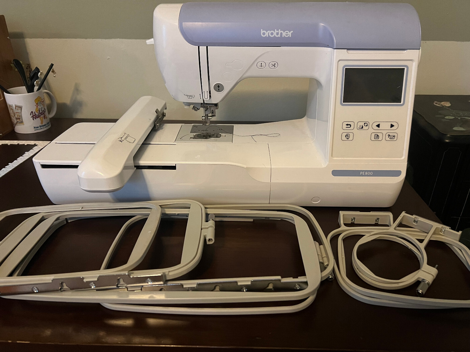 BROTHER PE800 5x7" Embroidery Machine with Large Color Touch Screen Used w Hoops eBay