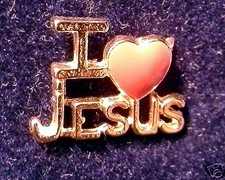 Collectible Tac-style pins - "I Love Jesus" pin gold plated / epoxy heart 