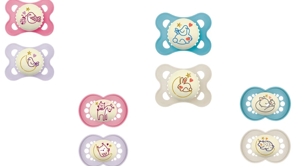 Mam Schnuller Nuckel Night leuchtet im Dunkel mit Sterilisierbox 2 Set NEU