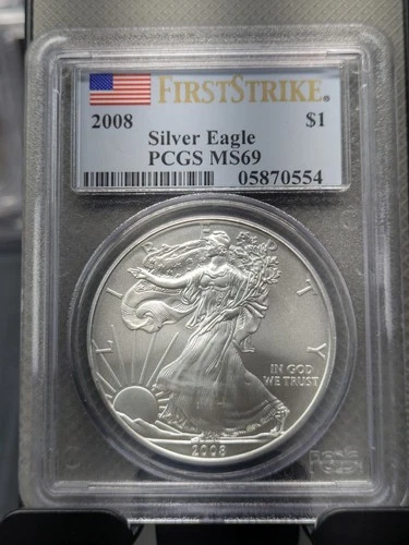 2008 Pcgs Ms 69 First Strike american silver eagle