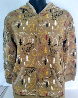 Jumping Beans Adaptive Full Zip Hoodie Size 12 Wolf Moose Owl Wild Animals NWT