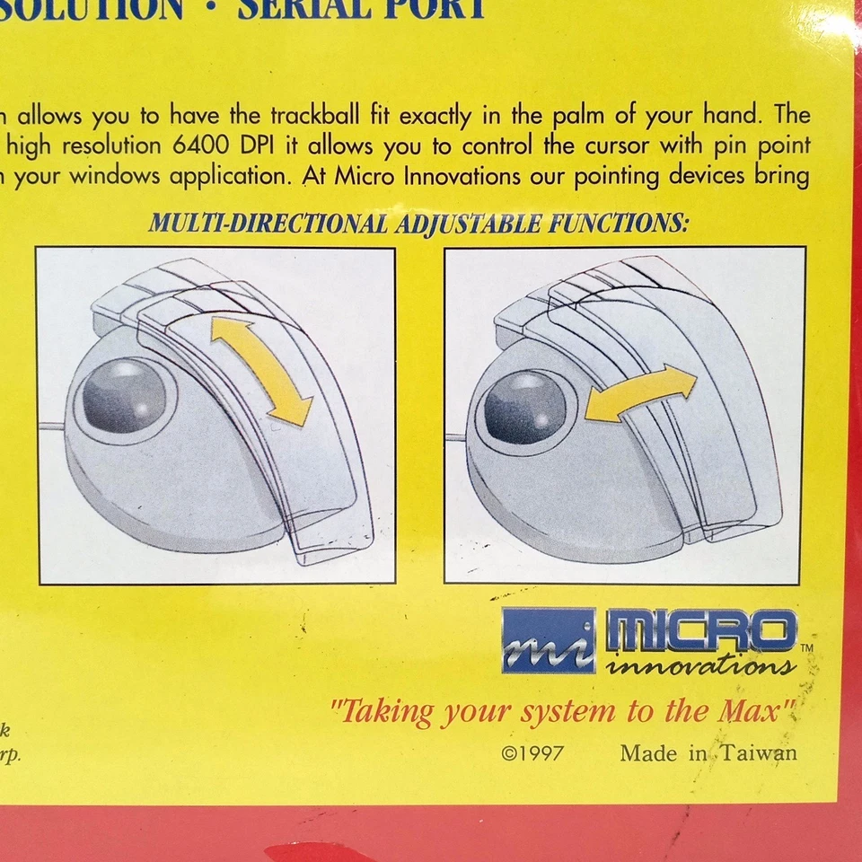 Vintage Micro Innovations Trackball Wired Mouse Ergonomic Star Track TB-95W PS/2 - Image 4 of 4