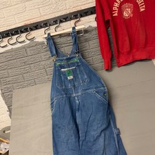Liberty Blue Denim Bib Overalls Mens Relaxed Fit Workwear Dungarees Green Trim