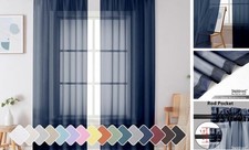 Blue Sheer Curtains 84 Inches Long, Light 42"W x 84"L Pack of 2 Navy Blue