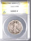 1921d Walking Liberty half dollar ANACS G4 Key date