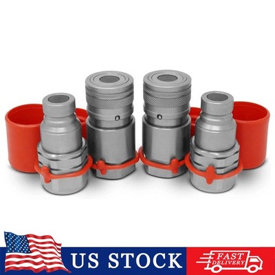 2Sets Flat Face Hydraulic Quick Connect Coupler Set, 1/2'' Body x 1/2  NPT Thread