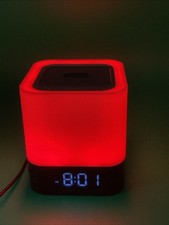 Alarm Clock Bluetooth Speaker Night Light Color Changing Touch Sensor Bedside