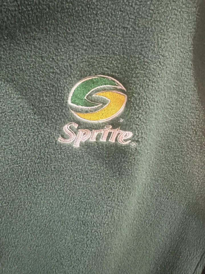 Vtg Sprite Soda Fleece Vest LARGE Green Heavy-ish Weight Charles River Zip Pocks - Image 2 of 4