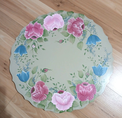 Handpainted Display Centerpiece Wood Floral Plate Countrycore French Country
