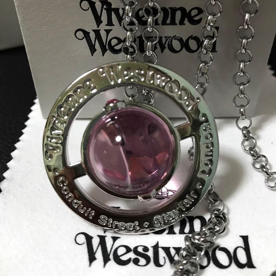 【ピンキーポップ】Vivienne Westwood ネックレス シルバー Vivienne Westwood Necklace Small Orb Silver Pink IN BOX Set Chain