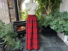 Vintage 1970s Red and Blue Plaid Heavy Wool A-Line Maxi Skirt Handmade
