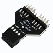 USB 2.0 Motherboard 9-Pin Header to Dual Port Adapter, Internal USB Splitter,...