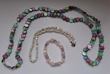 GIOIELLI VINTAGE - 2 COLLANE + 1 BRACCIALE - PERLA, QUARZO ROSA, AMETISTA 