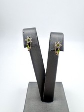 14k Yellow Gold Cubic Zirconia Flower Leverback Earrings