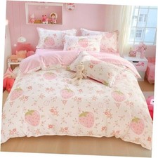 White Pink Duvet Covers Size - Bedding Comforter Sets 3 Full Pink Strawberry