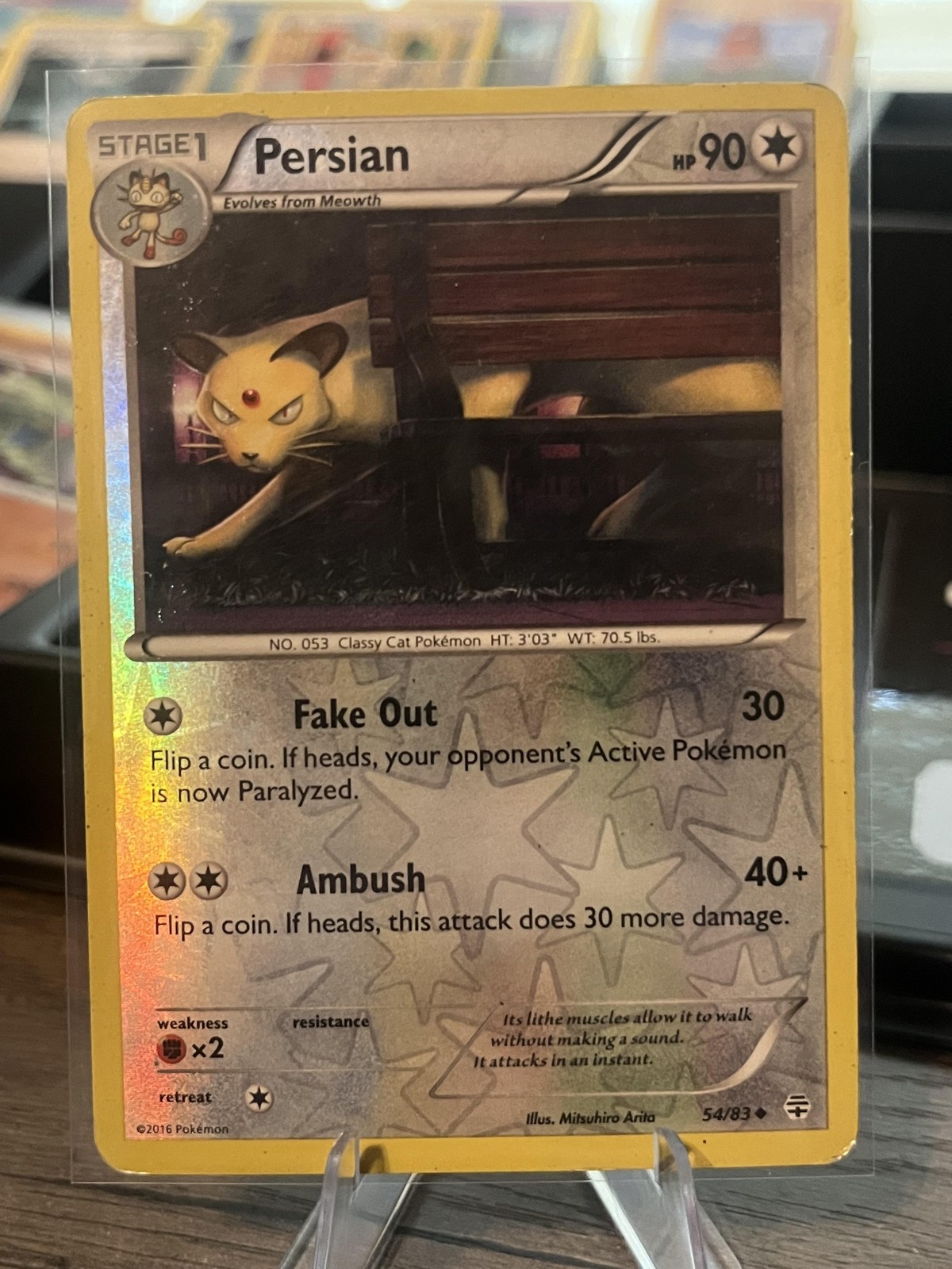 Pokemon TCG Persian 54/83 Reverse Holo Colorless HP90 Heavily Played Card
