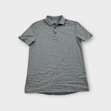 Gray Striped Lululemon Casual Short Sleeve Polo Shirt Men's L Large