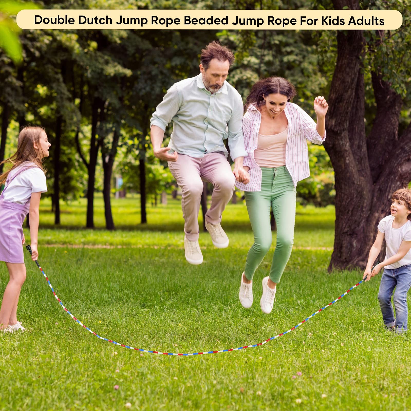 3 Pcs 16-foot Double Dutch Jump Ropes Bulk Segmented Skipping Colorful Beaded...