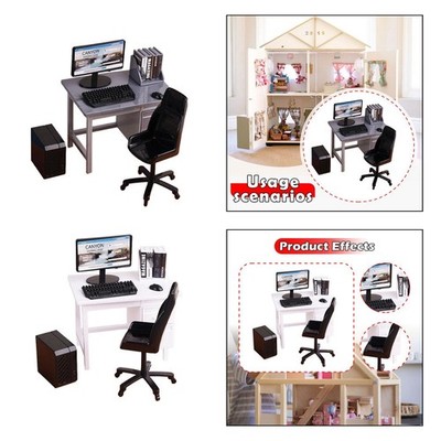 1:12 Computer Schreibtisch Stuhl Modell Miniatur Gaming Tisch mit Tastatur Modell für