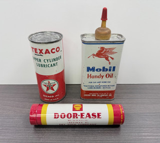 Lot of Vintage Original MOBIL OIL TEXACO SHELL Lubricant Advertising TINS CANS