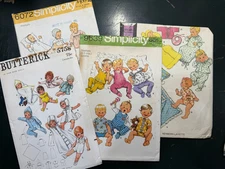 V4me2 Outlet Vintage Sewing Pattern Lot (5) Baby Infant Layette Lot 2 Some Uncut