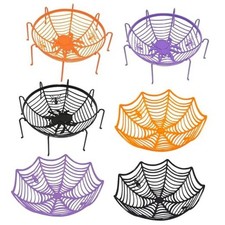 6 Pcs 11Inch Halloween Candy Bowl Set, Spider Web Design, 3 with legs  3