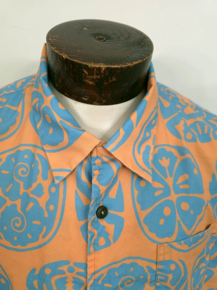 Howler Brothers Mens XXL 2XL Blue Orange Hawaiian Shirt - Image 2 of 4