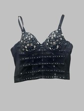 Black Rhinestone and Studded Bustier Top