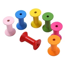 10 Pcs Colorful Wood Empty Spools Bobbins Thread Spools Wire Weaving Bobbins