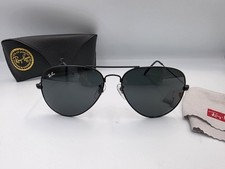 Ray-Ban RB3026 Aviator Sunglasses 62mm Black Metal G-15 Green Lenses Authentic 