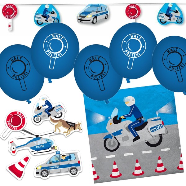 Deko-Set Polizei Kinder Geburtstag Kindergeburtstag Party Polizist - 53 Teile-image