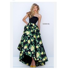 Sherri Hill Floral Strapless Prom Pageant Formal Gown Dress Size 10