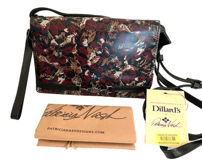 NWT Patricia Nash P660284 Scarlet Bloom Leather Apricale Crossbody Bag $169