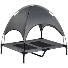 Elevated Dog Bed with Canopy Outdoor Raised Pet Cot UV Protection for Camping