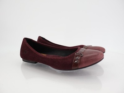 Born Women's Masia Ballet Flat Size 7 Red Burgundy Leather Cap Toe Slip On