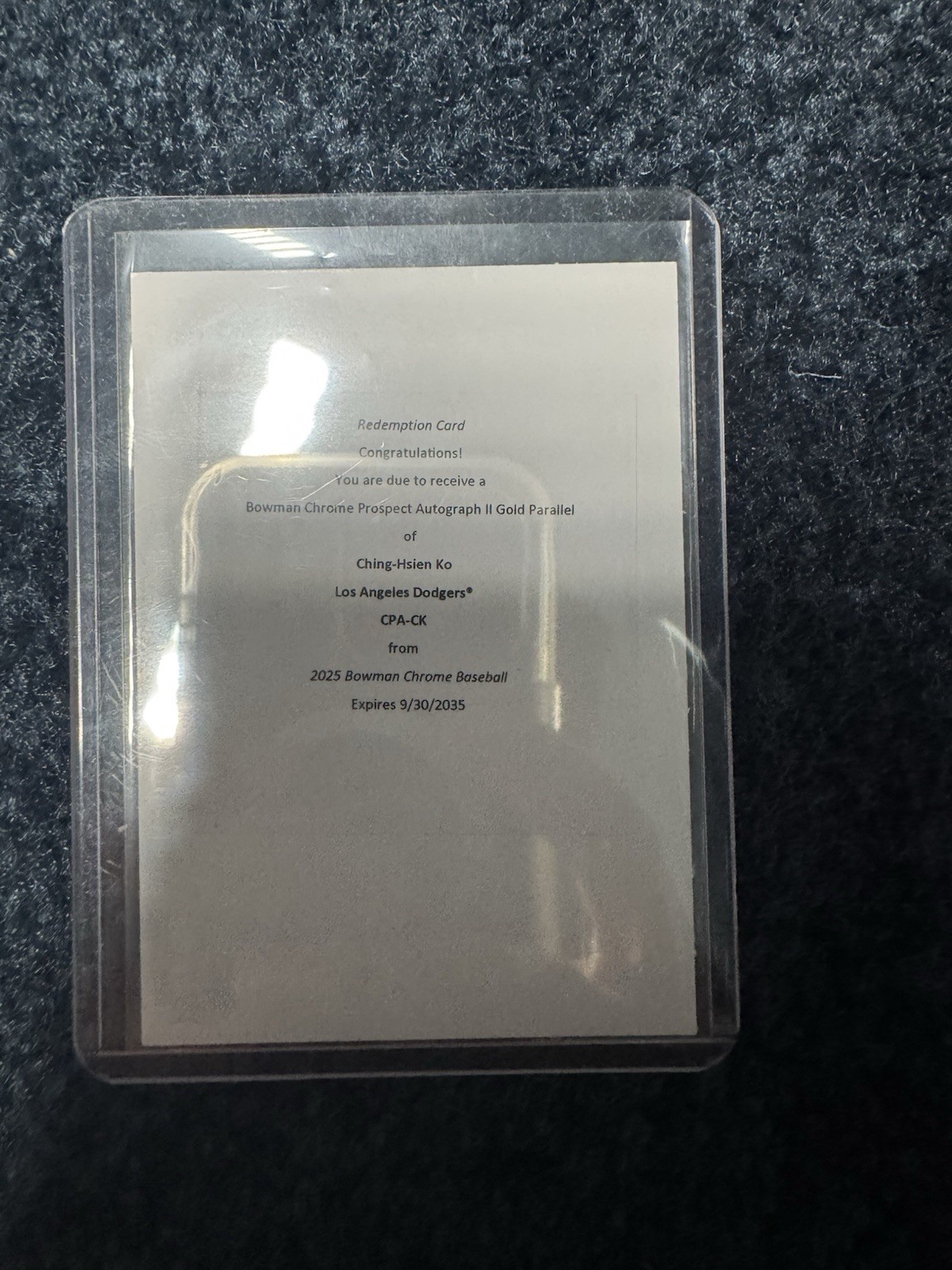 2025 Bowman Chrome Ching-Hsien Ko Auto Gold Refractor 1st Prospect #/50