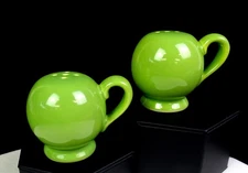 Santa Anita Ware Modern Green Ball Handled 2 3/8" Salt & Pepper Shakers 1949-54