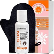Ultra Dark Self Tanner with Mitt - Sunless Tanning Lotion for Instant, Waterp...