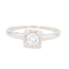 .28ct Round Cut Diamond Solitaire Engagement Ring 14k White Gold Size 5.5